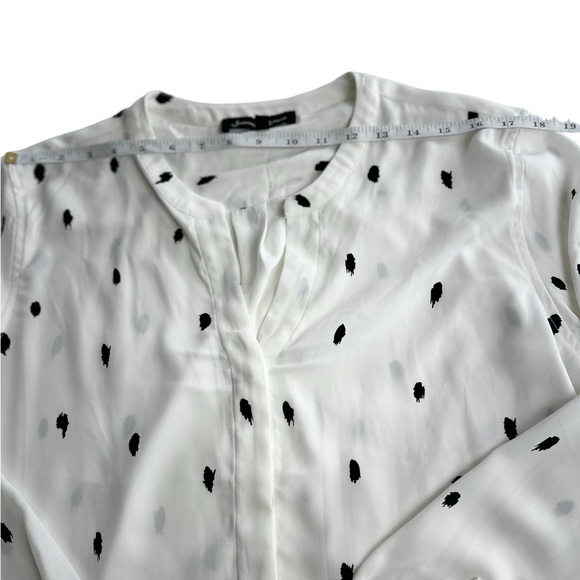 JASMINE & JULIANA White and Black Splodge Long Sleeves Blouse Size Large - Picture 13 of 13